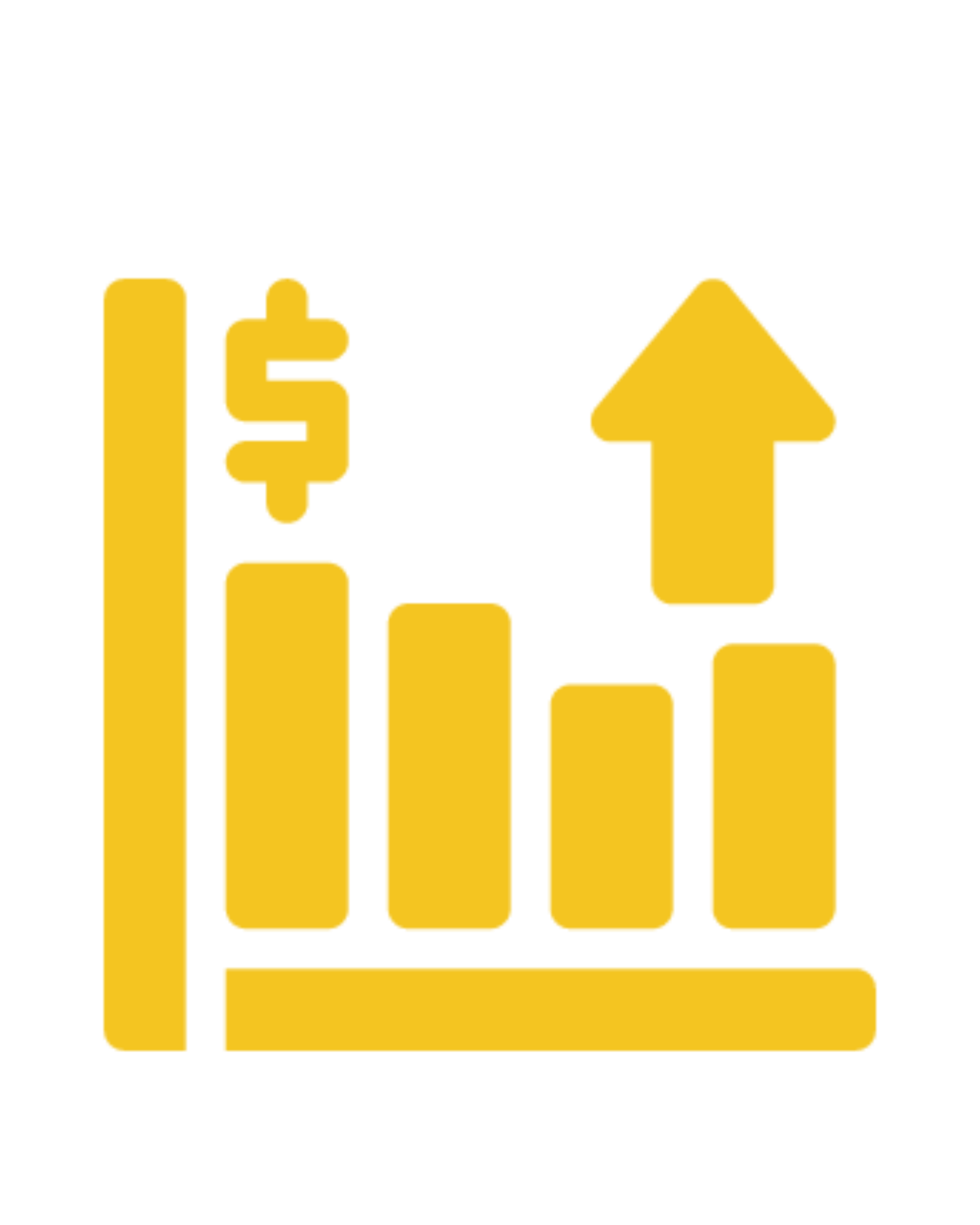 A golden bar graph showing upward growth with a dollar sign and an up arrow, symbolizing business growth, financial success, and increasing revenue.