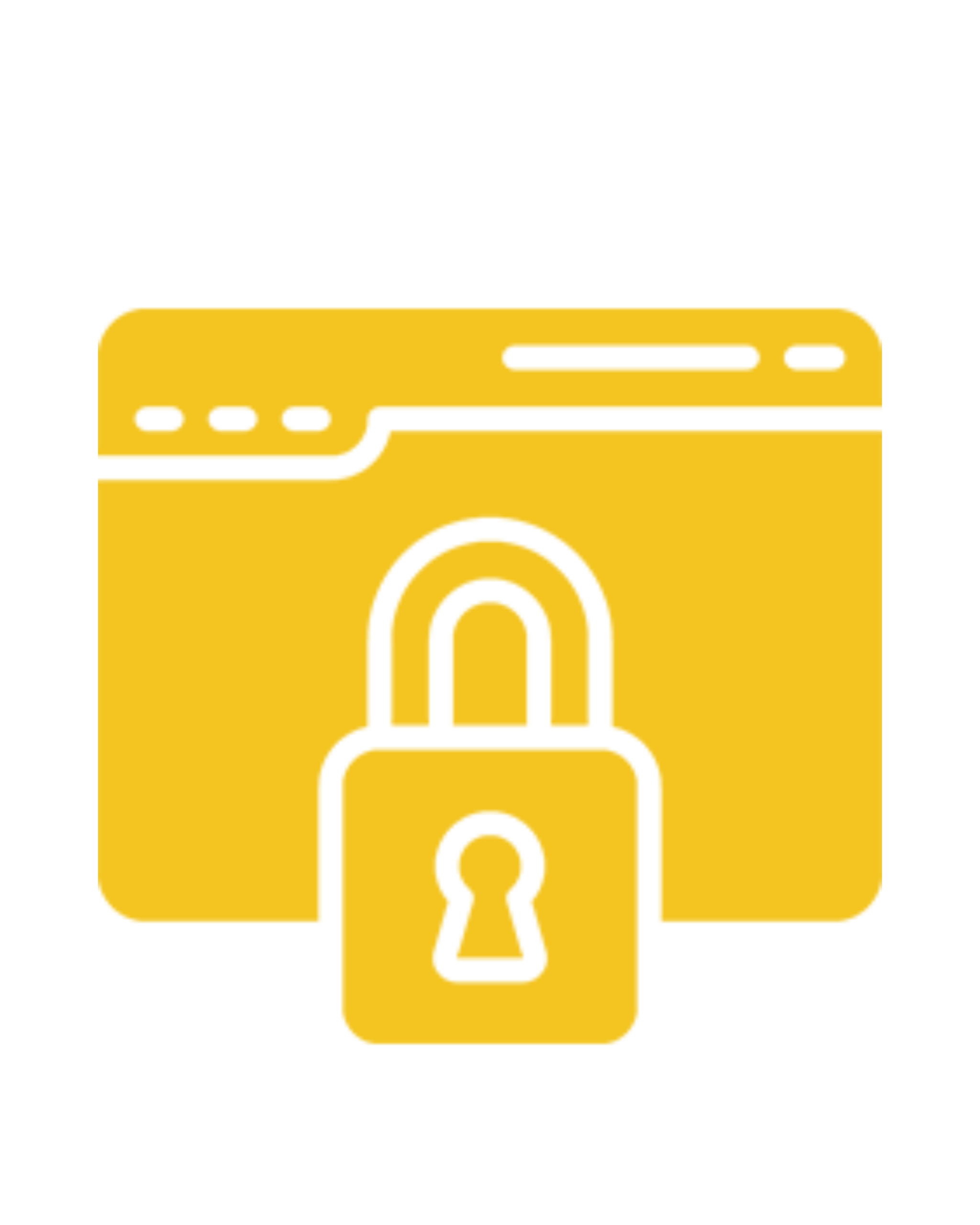 A golden icon of a web browser window with a large padlock in front, symbolizing secure online data, web security, and protected digital assets.