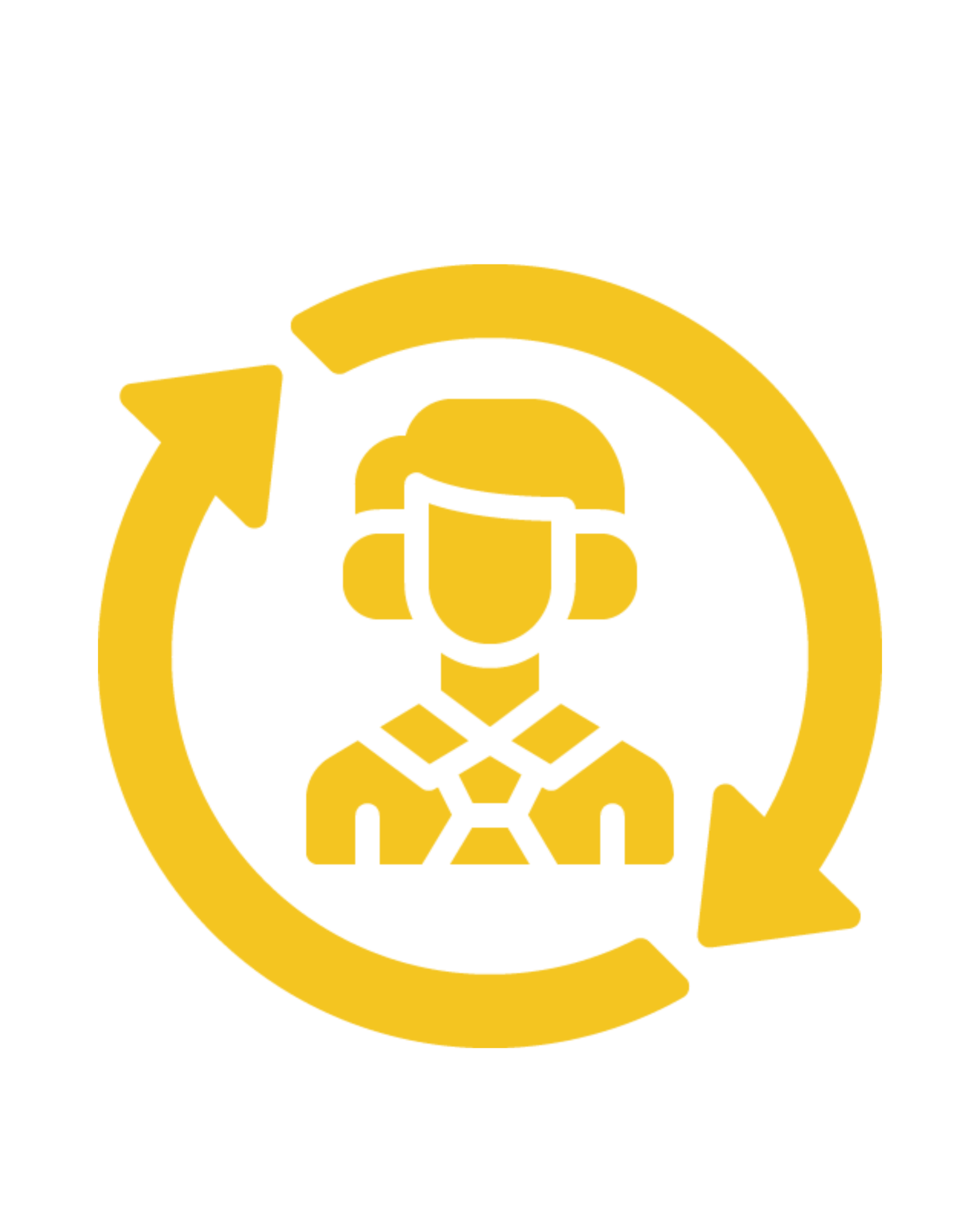A golden icon of a person with a headset encircled by arrows, symbolizing continuous support and seamless integration for remote staffing.